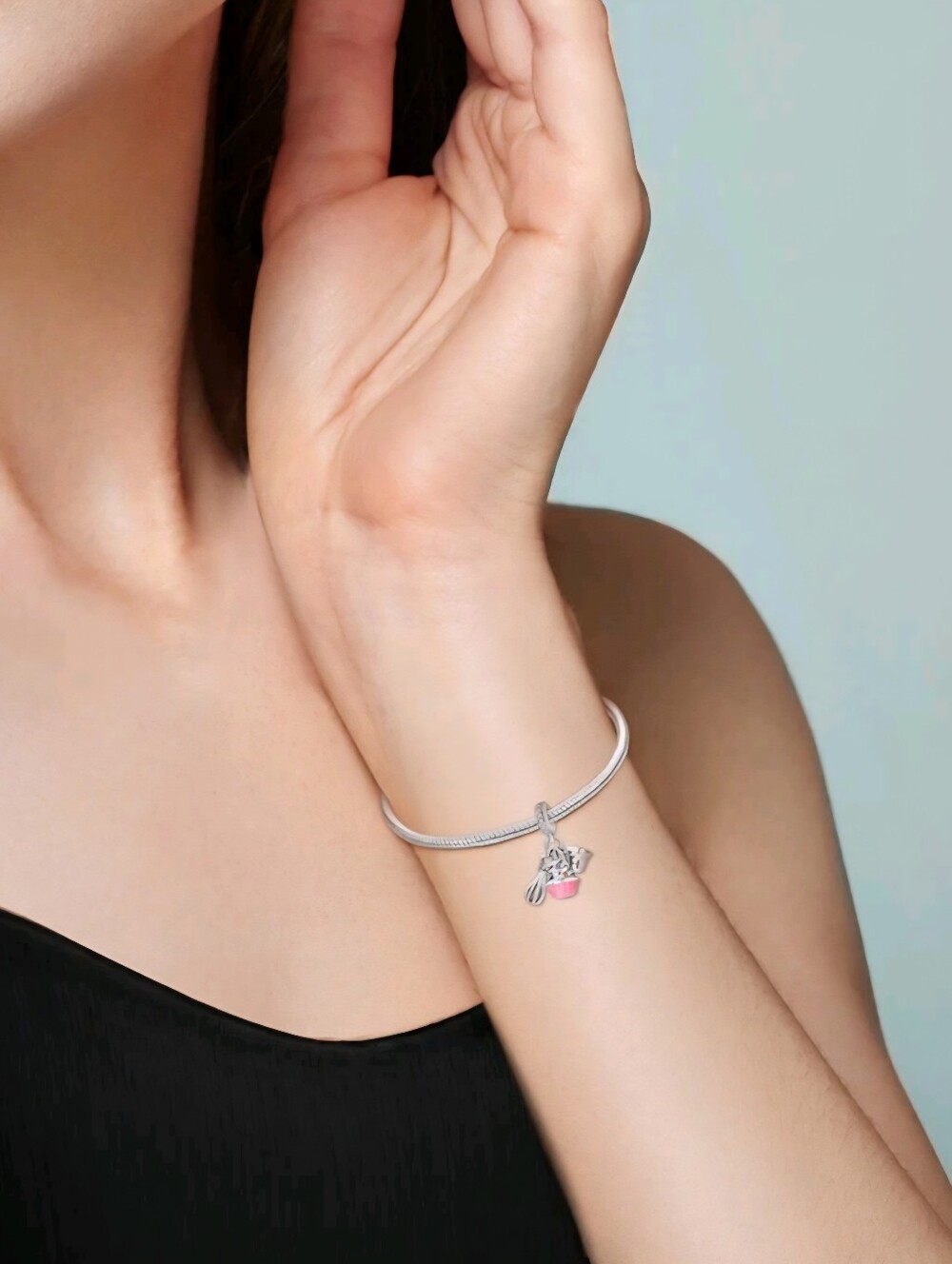 Sterling Silver Pink Cupcake & Baking Charm Bracelet Pendant 925 Plated 🧁🩷 NEW - Picture 6 of 8